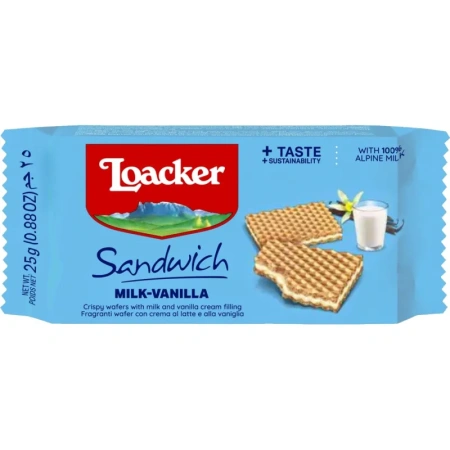 Вафли Loacker ваниль 25 г (25 штук в упаковке)