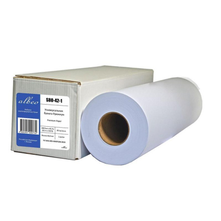 Бумага широкоформатная Albeo (80 г/кв.м, длина 45.7 м, ширина 1067 мм,  диаметр втулки 50.8 мм)