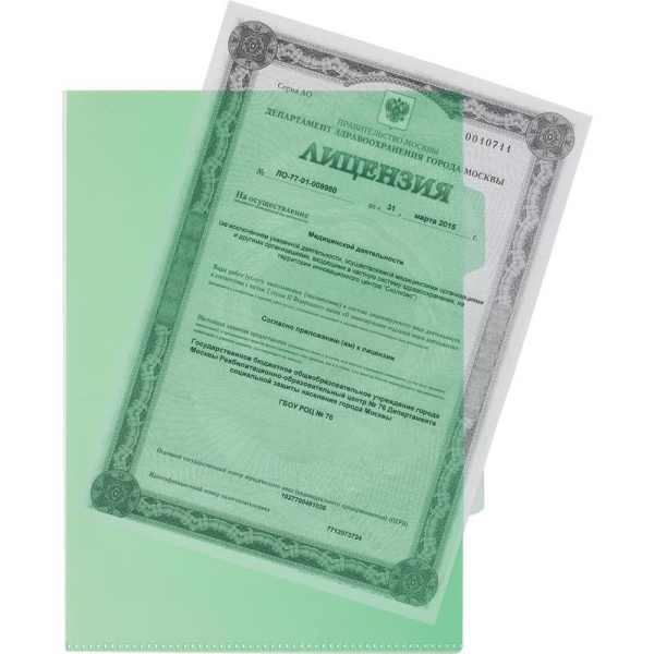 Папка-уголок А4 150 мкм (10 штук в упаковке, 3 отделения)