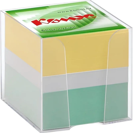 Блок для записей Комус 90x90x90 мм разноцветный проклеенный (плотность   80 г/кв.м)