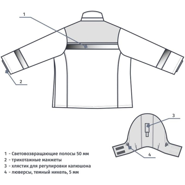 Куртка рабочая зимняя женская з46-КУ с СОП синяя/васильковая из ткани  оксфорд (размер 44-46, рост 170-176)
