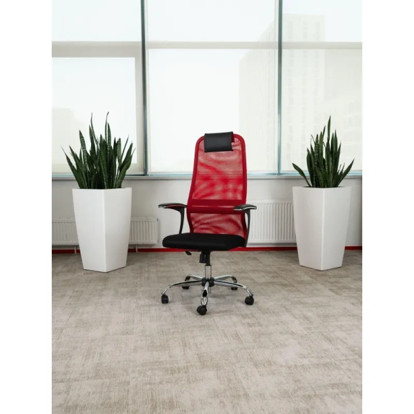 Кресло для руководителя Easy Chair SU-B-8 красное/чёрное (ткань, металл)