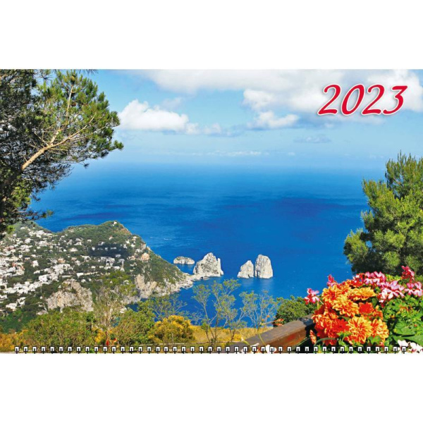 Календарь квартальный трехблочный настенный 2023 год Лазурный берег   (320х680 мм)