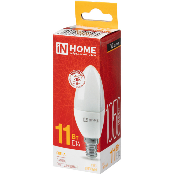 Лампа светодиодная In Home LED-СВЕЧА-VC 11Вт Е14 3000К 1050Лм матовая