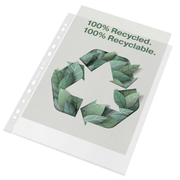 Файл-вкладыш Esselte Recycled 70 мкм прозрачный рифленый 100 штук в упаковке