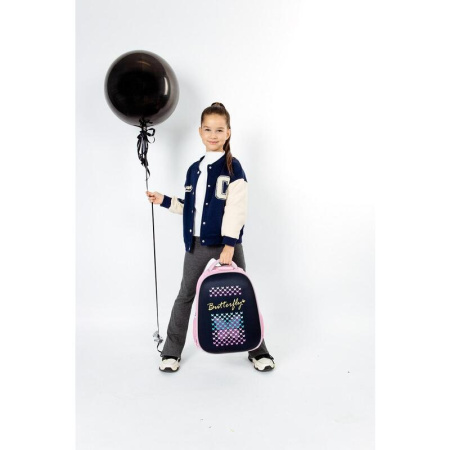 Ранец №1 School Easy Butterfly анатомический розовый с одним отделением