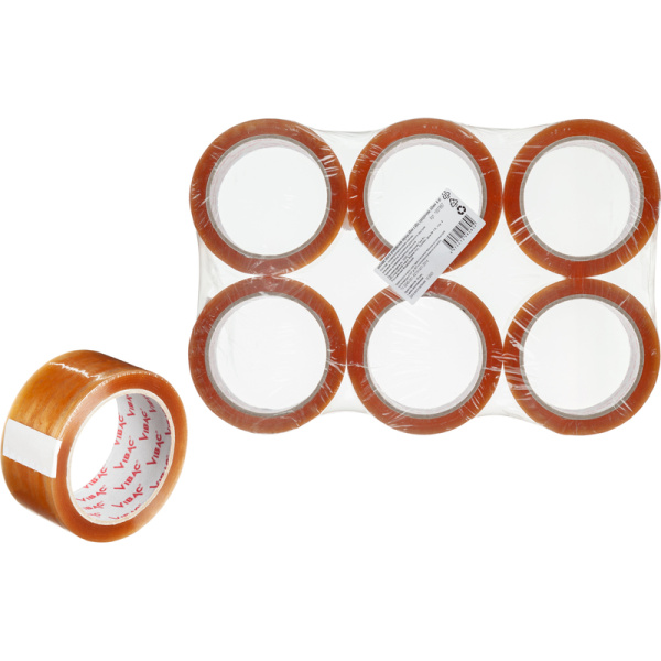 Клейкая лента упаковочная VIBAC 48 мм x 60 м 45 мкм прозрачная  морозостойкий (6 штук в упаковке) Клейкая лента упаковочная VIBAC 48 мм x 60 м 45 мкм прозрачная  морозостойкий (6 штук в упаковке)