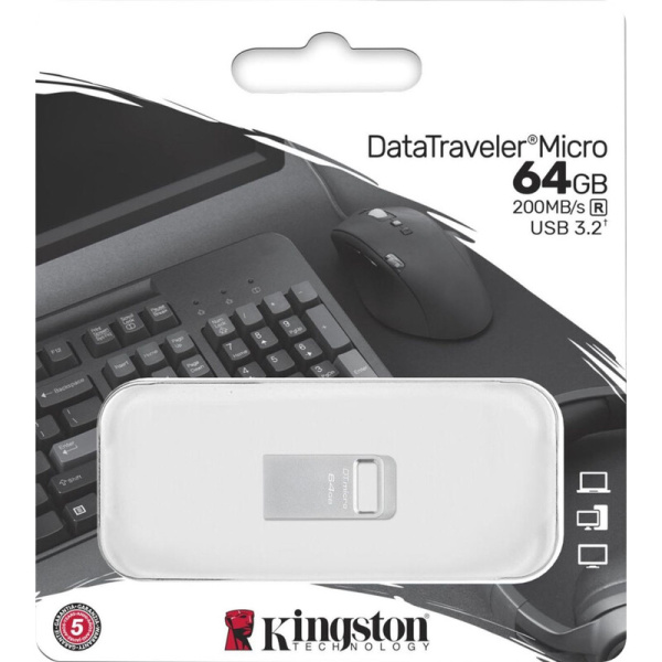 Флешка USB 3.2 64 ГБ Kingston Datatraveler Micro G2 (DTMC3G2/64GB)