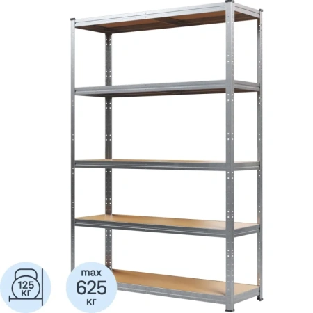 Стеллаж металлический Металл-Завод серый 5 полок 1200x400x1800 мм