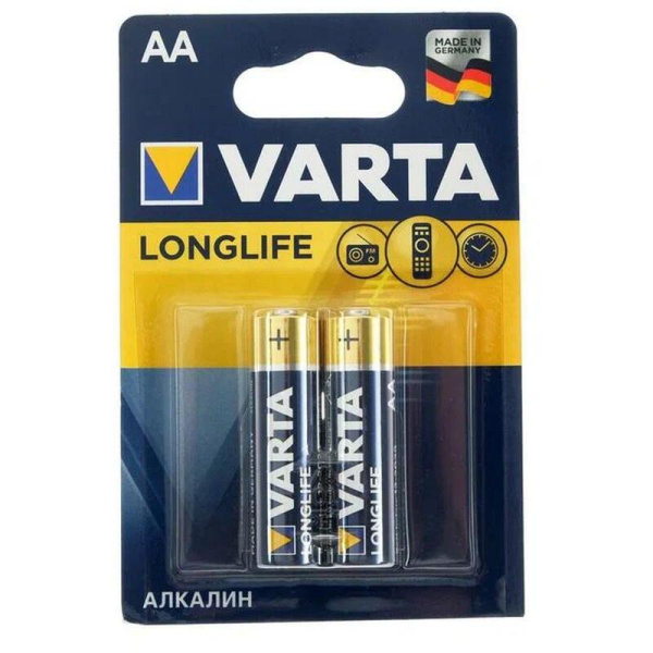 Батарейка AA пальчиковая Varta Longlife (2 штуки в упаковке, 4106101412)