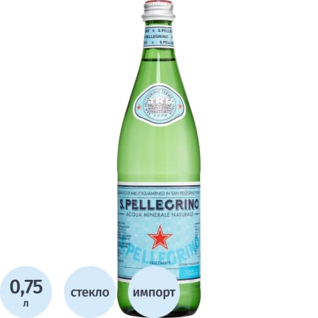 Вода минеральная S.Pellegrino столовая газированная 0.75 л