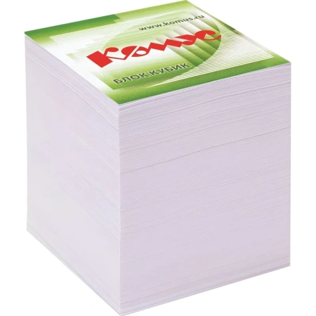 Блок для записей Комус 90x90x90 мм белый проклеенный (плотность 100  г/кв.м)
