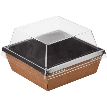 Бумажный контейнер OneClick для салатов, для второго 550 мл черный  (130х130х45 мм, 400 штук в упаковке) Бумажный контейнер OneClick для салатов, для второго 550 мл черный  (130х130х45 мм, 400 штук в упаковке)