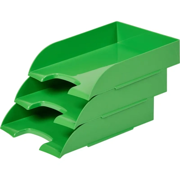 Лоток горизонтальный для бумаг Комус Модерн пластиковый зеленый