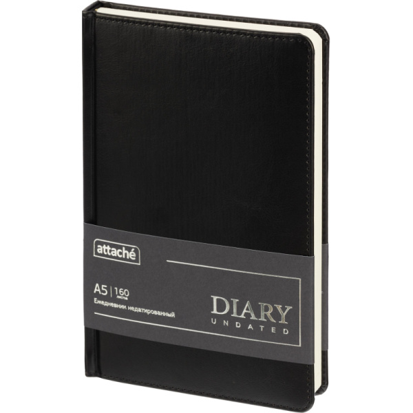 Ежедневник недатированный Attache искусственная кожа тиснение А5 160  листов чёрный
