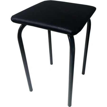 Табурет квадратный Strong черный (искусственная кожа, металл)
