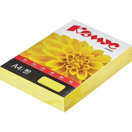 Бумага цветная для печати Комус Color желтая интенсив (А4, 80 г/кв.м, 500 листов)