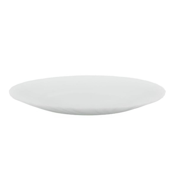 Тарелка обеденная стекло Кулинарк Спираль диаметр 265 мм белая  6 штук в  упаковке