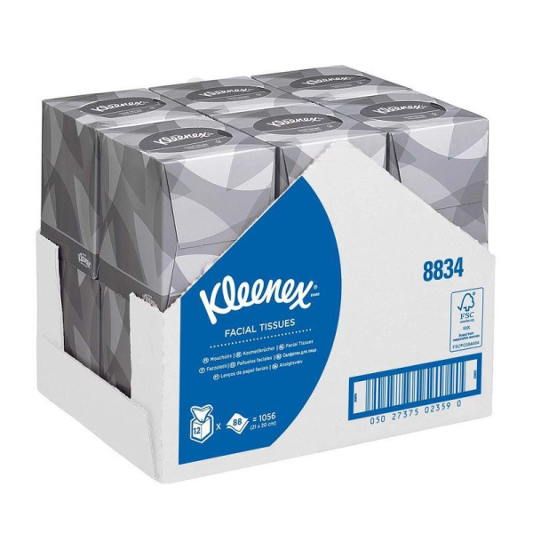 Салфетки косметические Kimberly Clark 8834 Kleenex 2-слойные (12 упаковок по 88 штук)