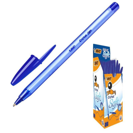 Ручка шариковая одноразовая неавтоматическая Bic Cristal Soft синяя (толщина линии 0.35 мм) Ручка шариковая одноразовая неавтоматическая Bic Cristal Soft синяя (толщина линии 0.35 мм)