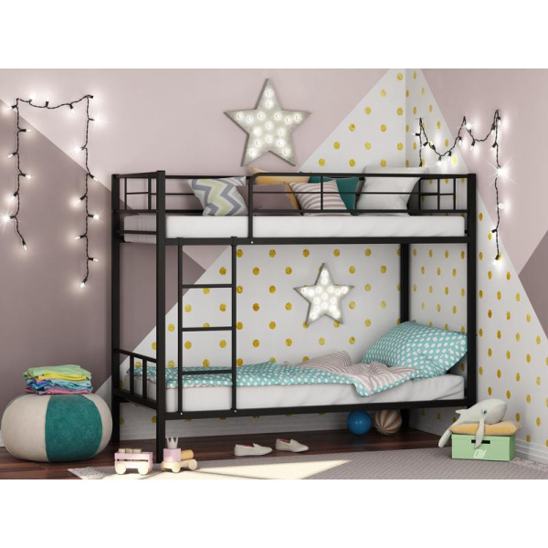 Кровать металлическая двухъярусная Севилья-2 (черный, 960х1980х1630 мм)