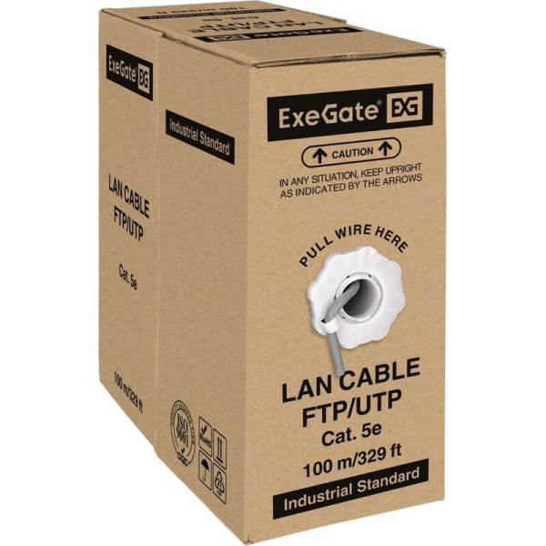 Кабель витая пара ExeGate FUTP4-C5e-CCA-S24-IN-PVC-GY-100 cat 5e 100 м  (EX281812RUS)