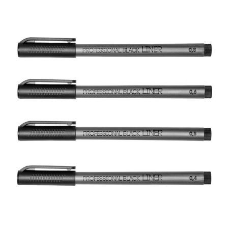 Набор линеров Sketch&Art черные (4 штуки в упаковке, толщина линии  0.4, 0.5, 0.6 и 0.8)