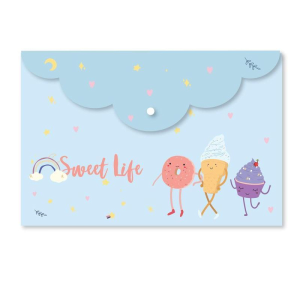 Папка-конверт на кнопке Attache Selection Sweet life 325x215 мм 200 мкм (5 штук в упаковке)