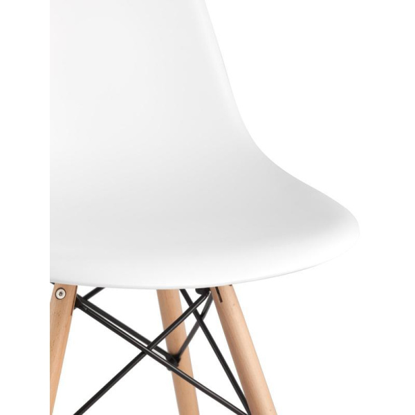 Стул для столовых Eames белый (пластик/металл/деревянные ножки)