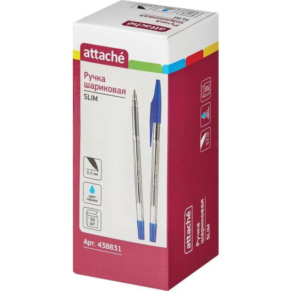 Ручка шариковая Attache Slim синяя (толщина линии 0.5 мм)