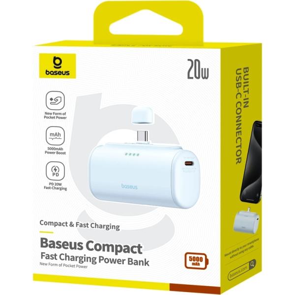 Внешний аккумулятор (power bank) Baseus Compact 5000 мАч голубой  (BAS-P1006830631300)