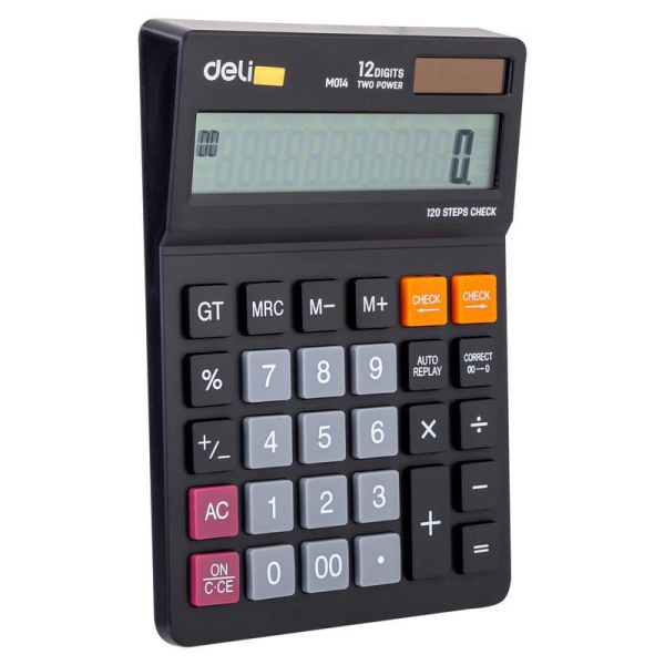 Калькулятор настольный полноразмерный Deli EM01420 12-разрядный черный