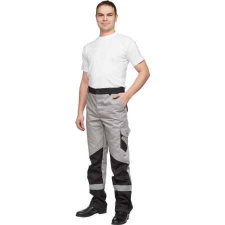 Костюм рабочий летний мужской л21-КБР с СОП серый/черный (размер 60-62, рост 170-176)