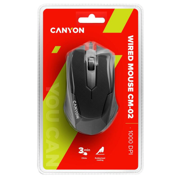 Мышь проводная Canyon CNE-CMS02B черная