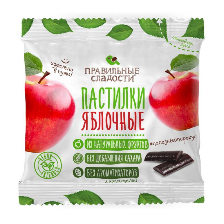 Мармелад Правильные сладости яблочные пастилки 90 г