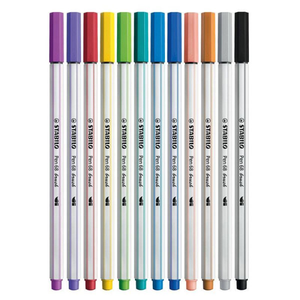 Фломастеры Stabilo Pen 68 brush 12 цветов