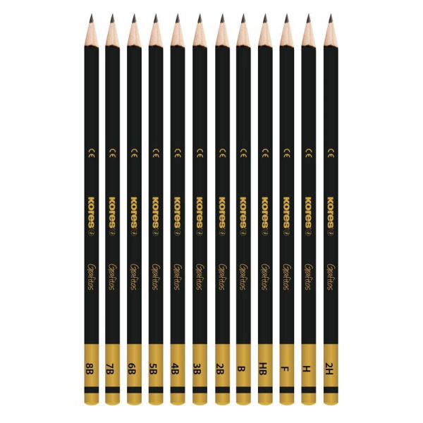 Набор чернографитных карандашей Kores Grafitos заточенные (12 штук в упаковке)