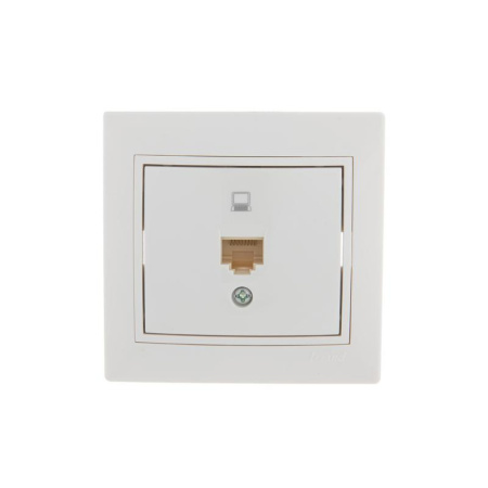 Розетка компьютерная одноместная Lezard Mira скрытой установки белая (701-0202-139)