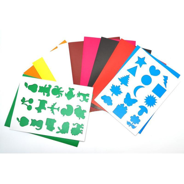 Набор картона цветного и белого Апплика (А4, 10 листов, 9 цветов,  мелованный, на спирали, обложка в ассортименте, 2 трафарета)