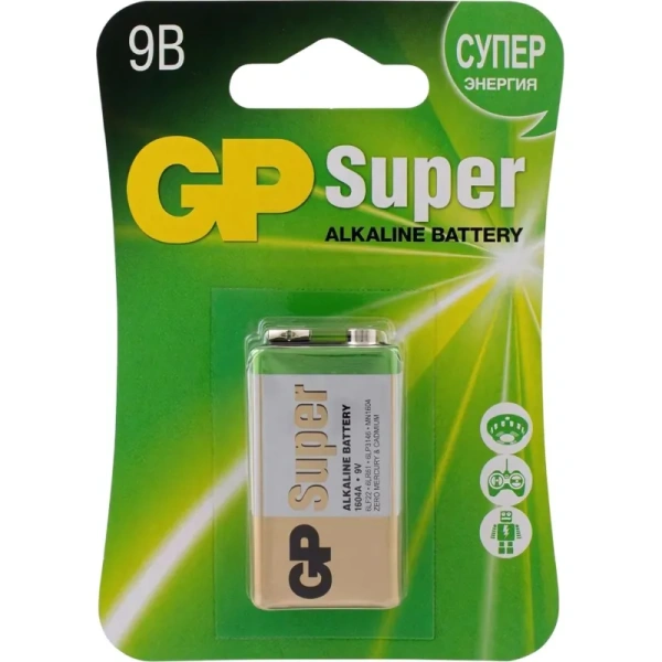 Батарейка крона (6LR61) GP Super (10 блистеров по 1 штуке в упаковке)