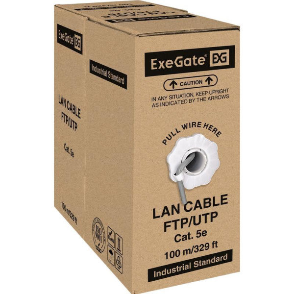 Кабель витая пара ExeGate UTP4-C5e-CCA-S24-IN-PVC-GY-100 5e 100 м