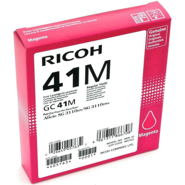 Картридж струйный Ricoh GC41M пурпурный оригинальный
