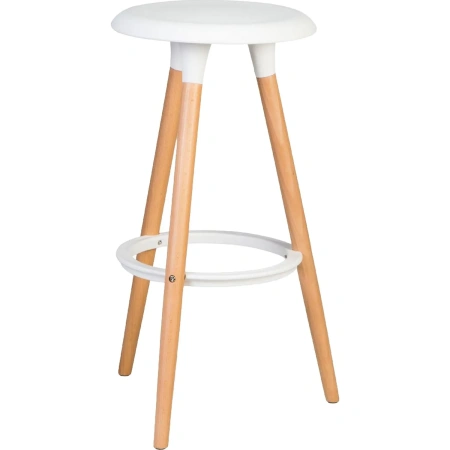 Табурет барный Dobrin Royce белый/бежевый (пластик/массив дерева)