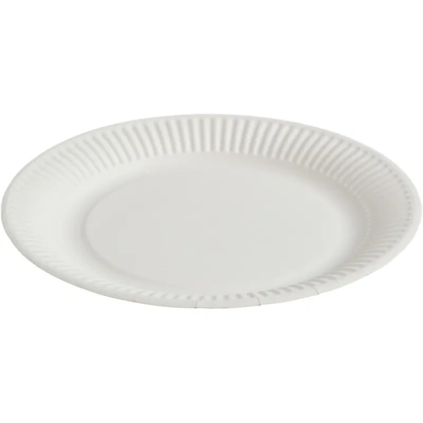 Тарелка одноразовая бумажная 180 мм белая 50 штук в упаковке