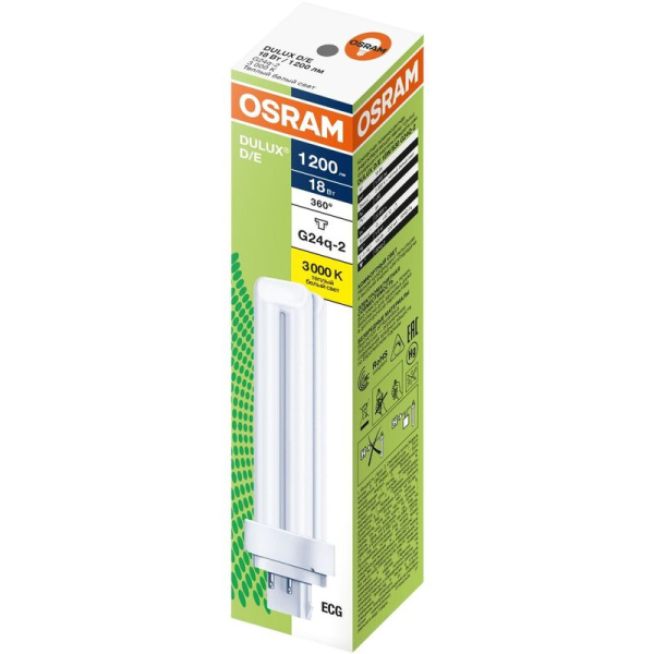 Лампа люминесцентная Osram 18 Вт G24q-2 D/E 3000 К 1200 Лм