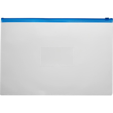 Папка-конверт Attache на молнии А5 синяя 0.16 мм