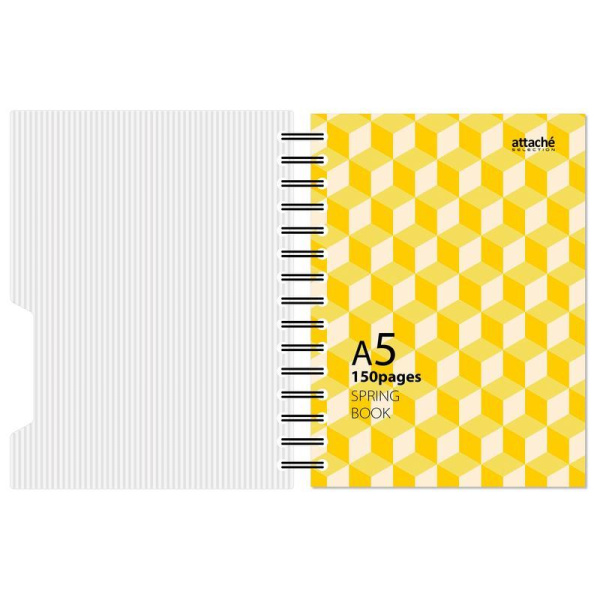 Бизнес-тетрадь Attache Selection Spring Book A5 150 листов желтая в клетку на спирали (170х202 мм)