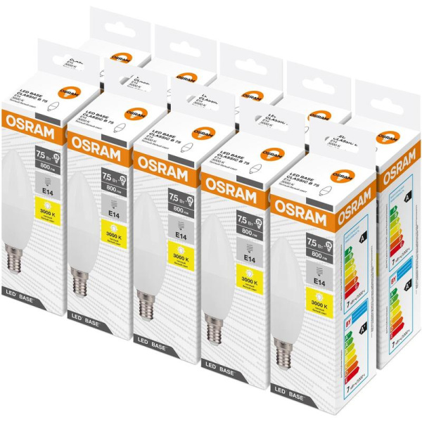 Лампа светодиодная Osram 7.5 Вт E14 (B, 3000 К, 560 Лм, 220 В,  4058075671041)