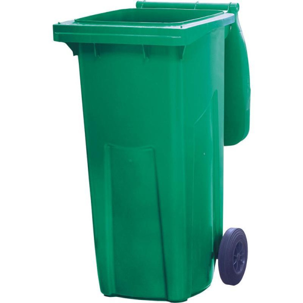 Контейнер-бак мусорный 120 л пластиковый на 2-х колесах с крышкой  зеленый