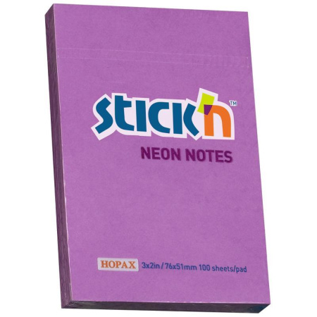 Стикеры Hopax Stick'n Eco 51x76 мм неоновые фиолетовые (1 блок, 100 листов)